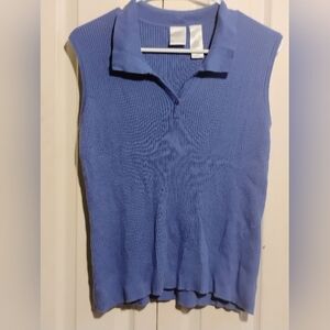 Emma James Purple Ribbed Sleeveless Polo Top